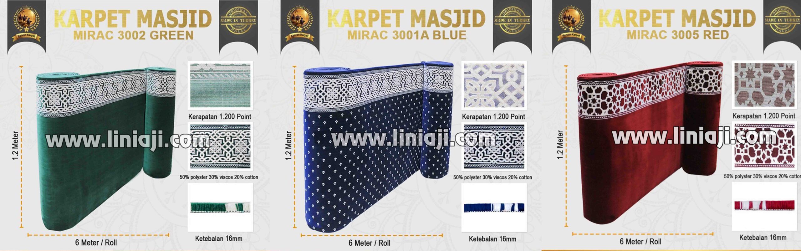 Jual Karpet Masjid Meteran Mirac